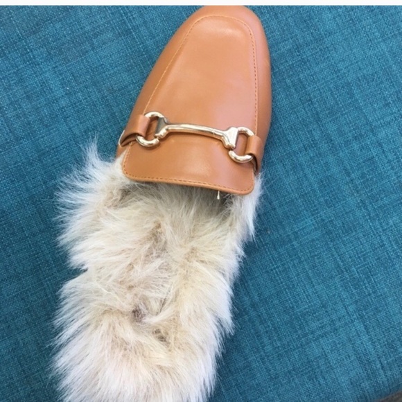 Just in! Tan faux fur comfy slide casual sandals - Picture 4 of 4